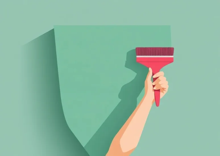 Pose de papier peint, rouleau et brosse à maroufler